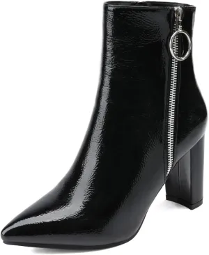 DREAM PAIRS Women's Chunky Heel Ankle Booties Pointed Toe Short Boots