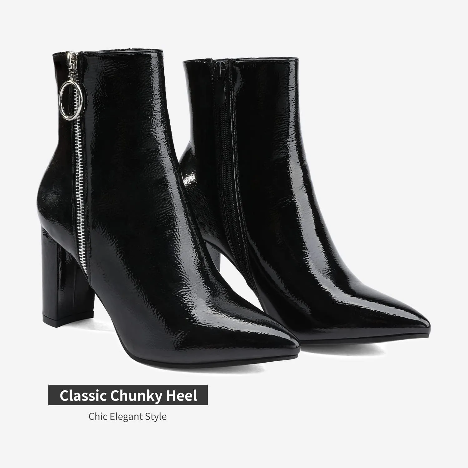 DREAM PAIRS Women's Chunky Heel Ankle Booties Pointed Toe Short Boots