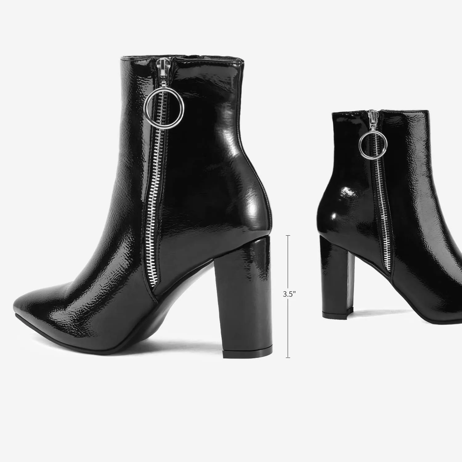 DREAM PAIRS Women's Chunky Heel Ankle Booties Pointed Toe Short Boots