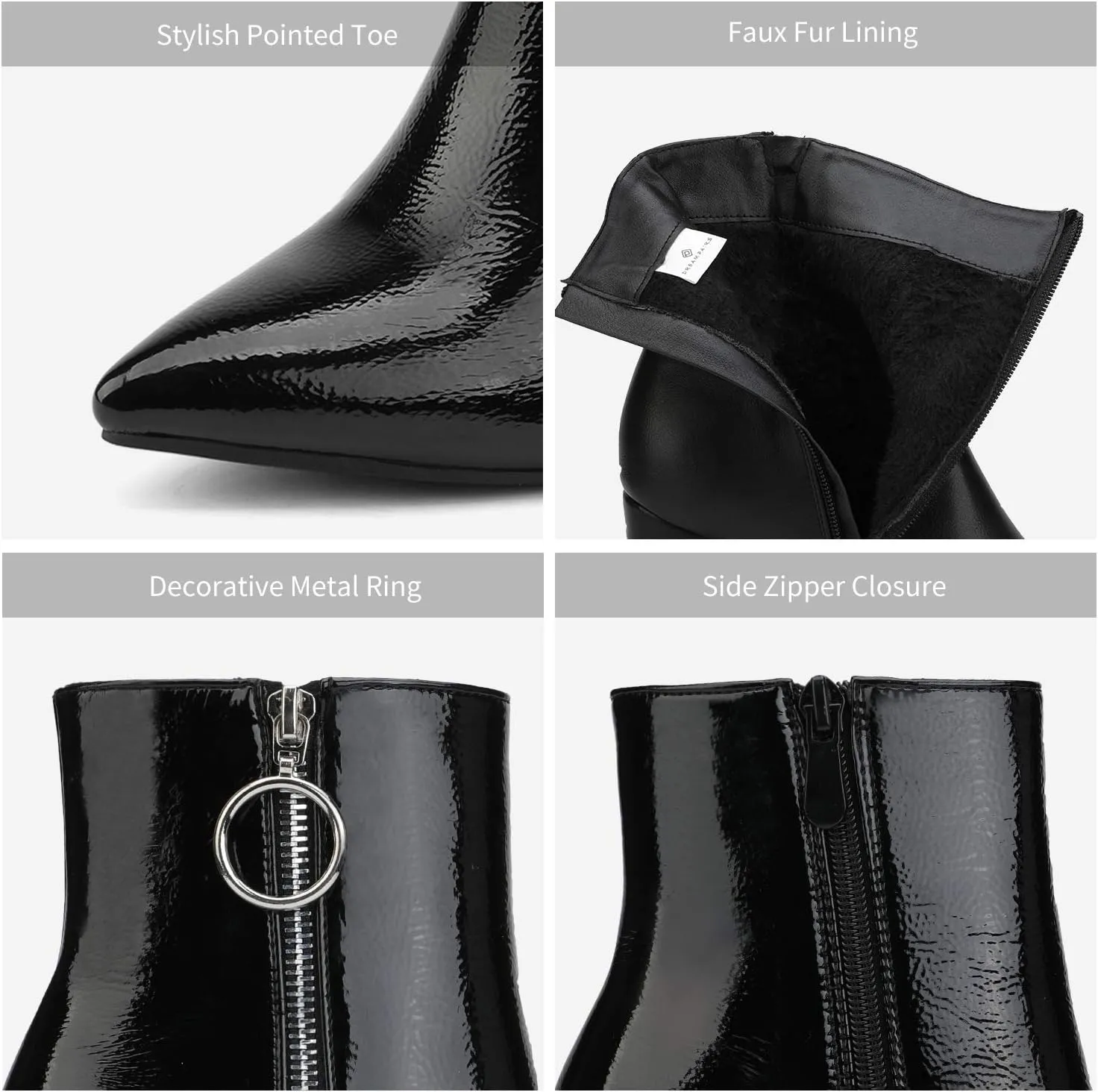 DREAM PAIRS Women's Chunky Heel Ankle Booties Pointed Toe Short Boots