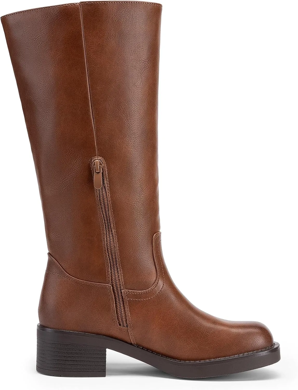 DREAM PAIRS Womens Knee High Boots Square Toe Platform Chunky Block Heel Banana Campus Boots for Women Comfortable Low Heel Side Zipper Womens Riding Tall Boots