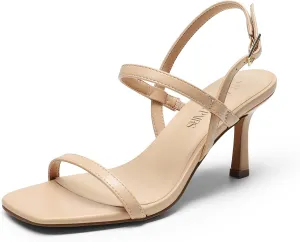 DREAM PAIRS Womens Slingback Heels Square Open Toe Strappy Sandals Ankle Strap High Heeled Dressy Shoes