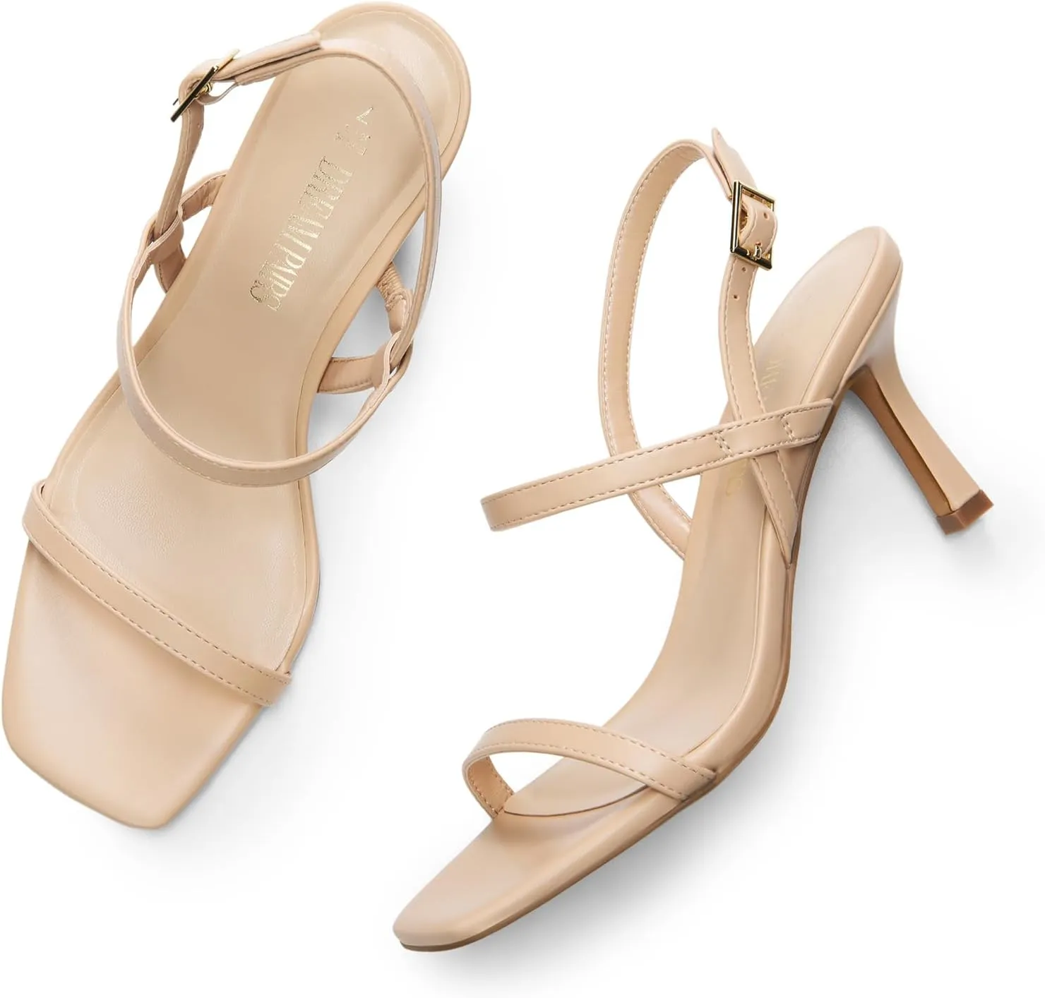 DREAM PAIRS Womens Slingback Heels Square Open Toe Strappy Sandals Ankle Strap High Heeled Dressy Shoes