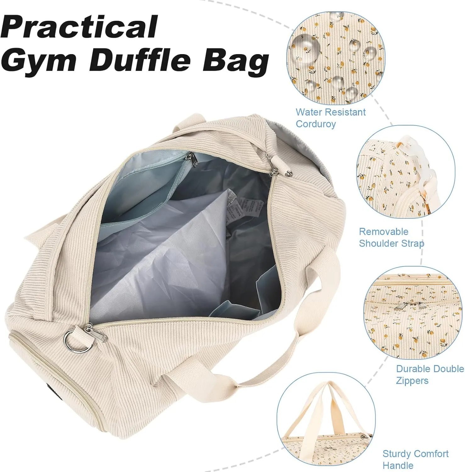 Duffle Bag for Gym Sports Women Girls Workout Travel Bag Weekender with Shoe Compartment and Wet Pocket