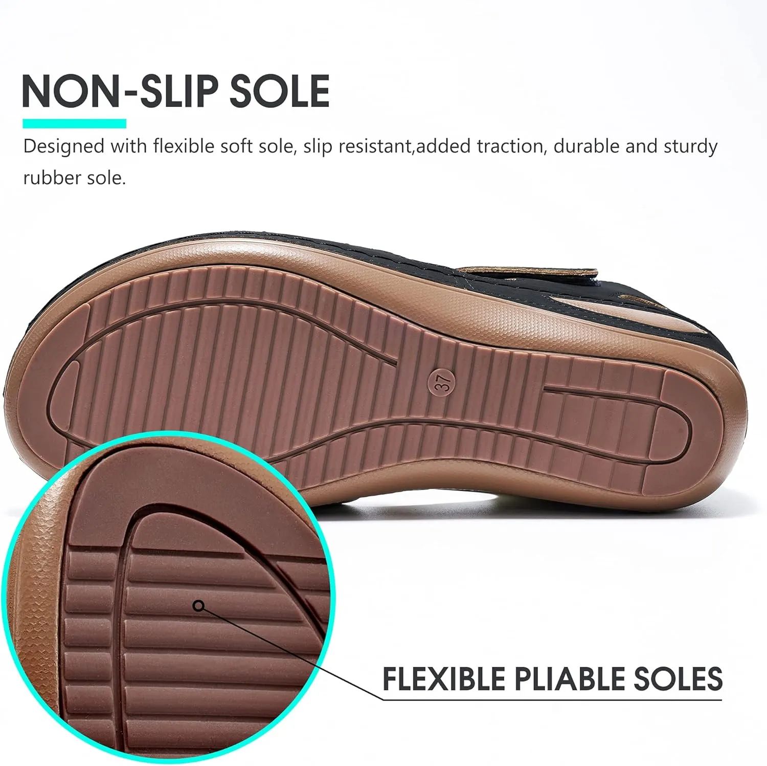 DUOYANGJIASHA Womens Sandals Dressy Summer Beach Bohemia Ankle Strap Causal Comfortable Closed Toe Wedge Shoes for Outdoor