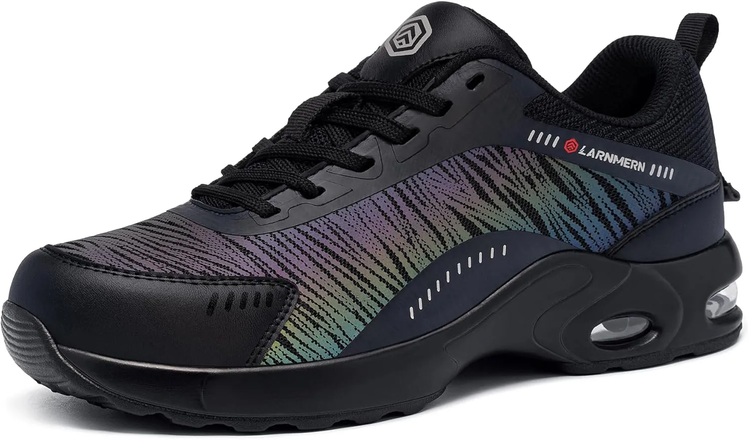 DYKHMILY Steel Toe Shoes for Men Air Cushion Safety Shoe Pull On Comfortable Work Breathable Lightweight Tennis Sneakers