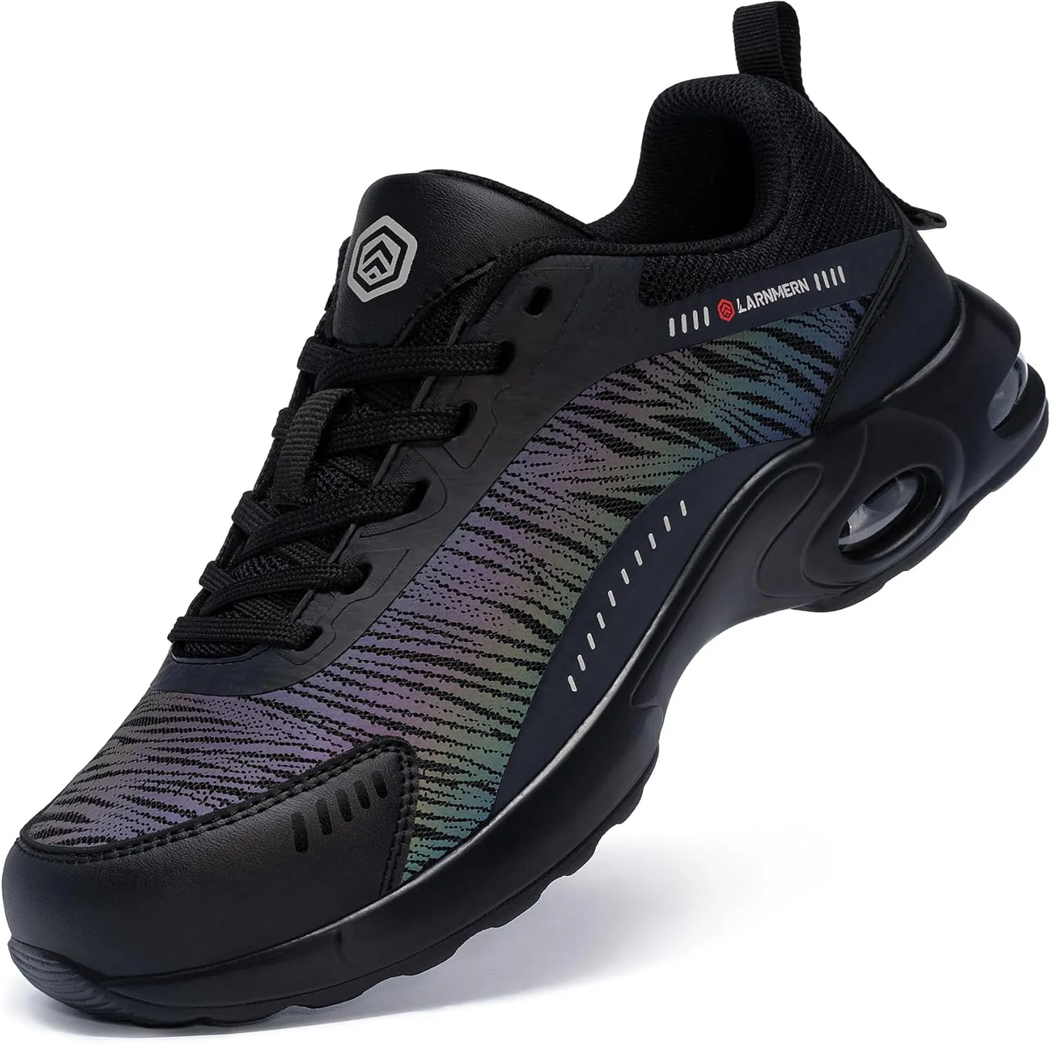 DYKHMILY Steel Toe Shoes for Men Air Cushion Safety Shoe Pull On Comfortable Work Breathable Lightweight Tennis Sneakers