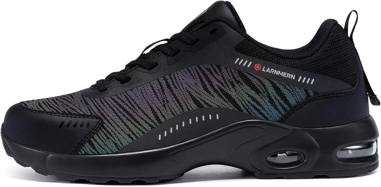 DYKHMILY Steel Toe Shoes for Men Air Cushion Safety Shoe Pull On Comfortable Work Breathable Lightweight Tennis Sneakers