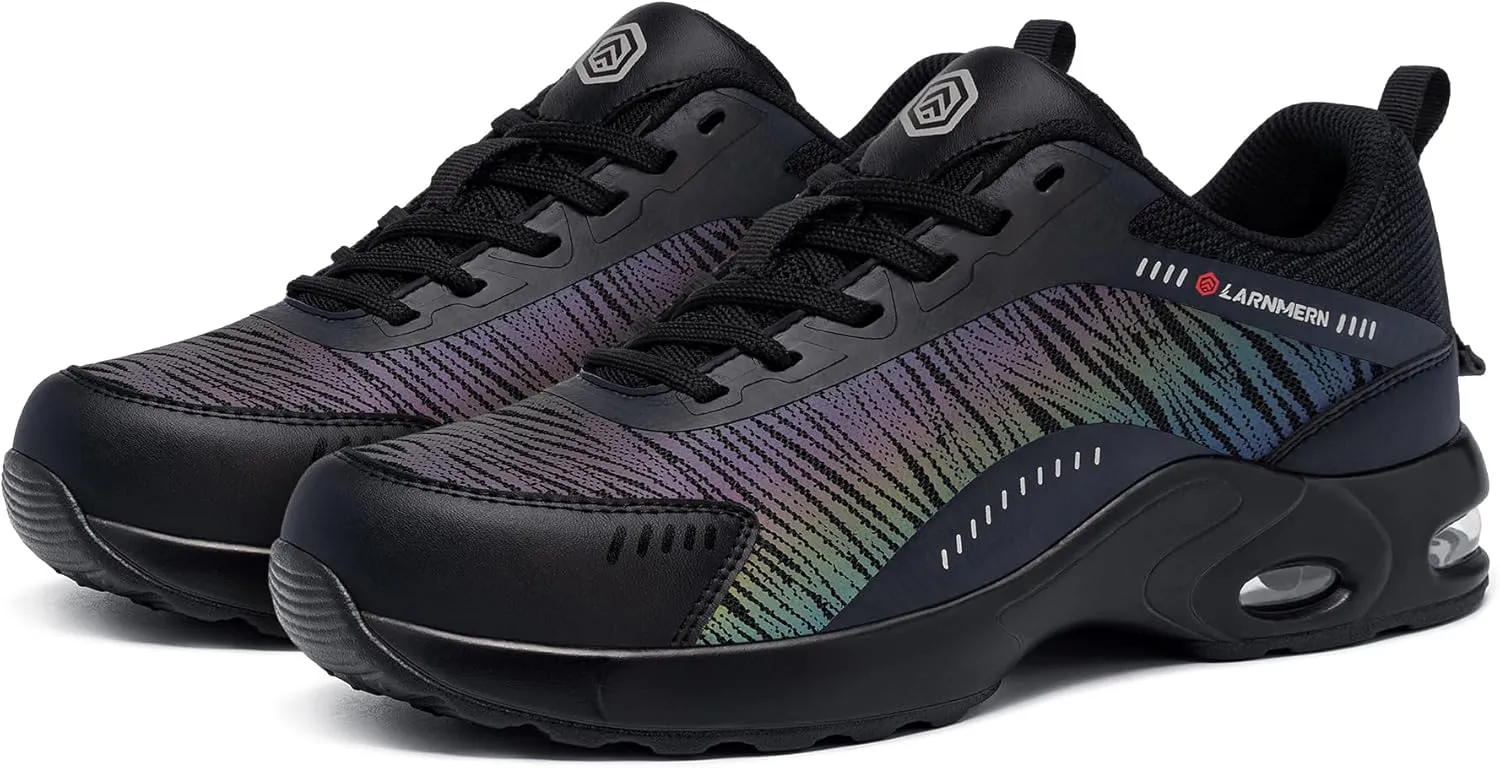 DYKHMILY Steel Toe Shoes for Men Air Cushion Safety Shoe Pull On Comfortable Work Breathable Lightweight Tennis Sneakers