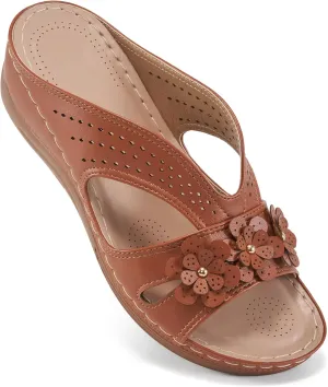 Ecetana Sandals for Women Wedge Shoes: Slip On Dressy Summer Comfortable Slides Sandals Lightweight Memory Foam Platform Shoes
