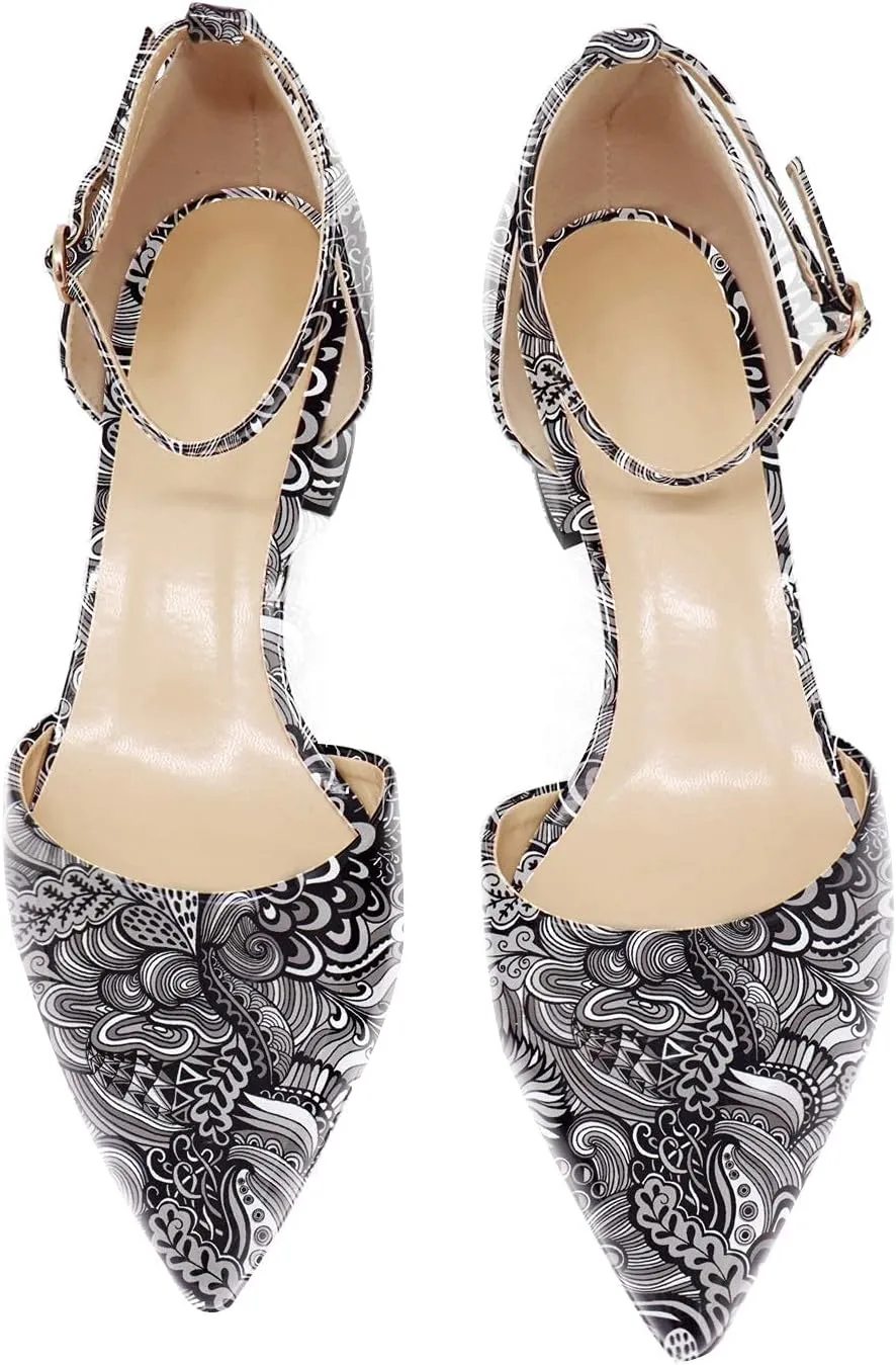 Eldof Pointed Toe Pumps,Ankle Strap Chic Pumps,Classy Block Heel 2" Heel for Office Dress