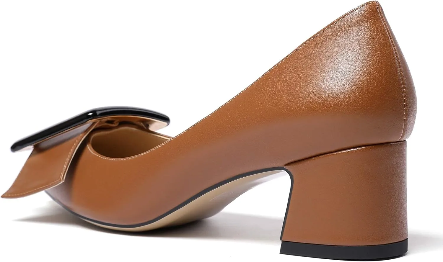 Eldof Pointed Toe Pumps,Classy 2 Inches Block Heel Chic Pumps, Confort Buckle Heel for Office Wedding Dress