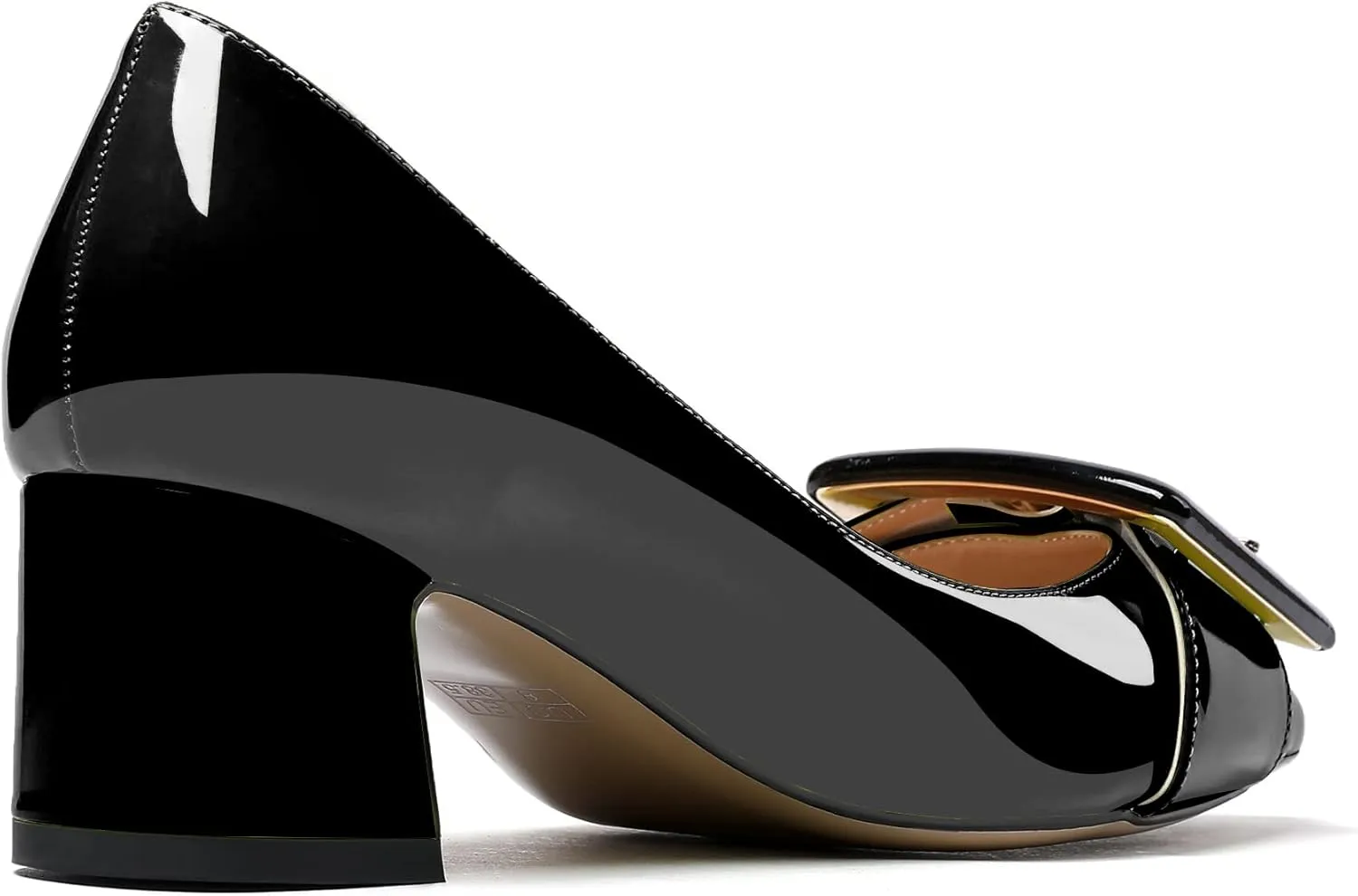Eldof Pointed Toe Pumps,Classy 2 Inches Block Heel Chic Pumps, Confort Buckle Heel for Office Wedding Dress