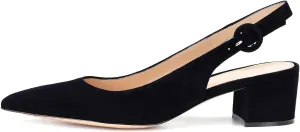 Eldof Pointed Toe Pumps,Slingback Ankle Buckle Chic Pumps,Classy Block Heel 2" Heel for Office Dress