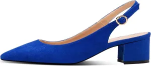 Eldof Pointed Toe Pumps,Slingback Ankle Buckle Chic Pumps,Classy Block Heel 2" Heel for Office Dress