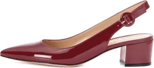 Eldof Pointed Toe Pumps,Slingback Ankle Buckle Chic Pumps,Classy Block Heel 2" Heel for Office Dress