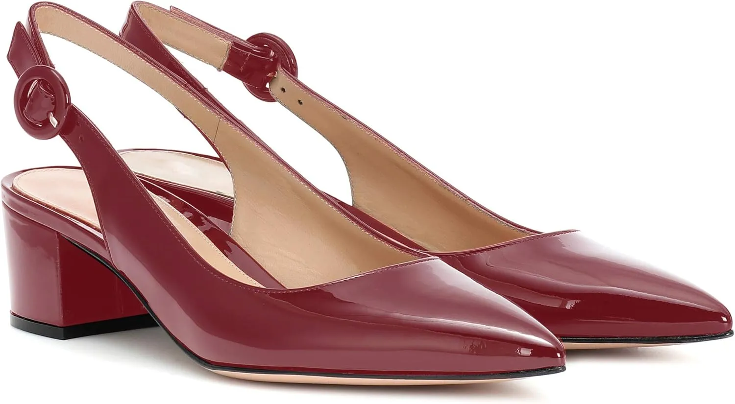 Eldof Pointed Toe Pumps,Slingback Ankle Buckle Chic Pumps,Classy Block Heel 2" Heel for Office Dress