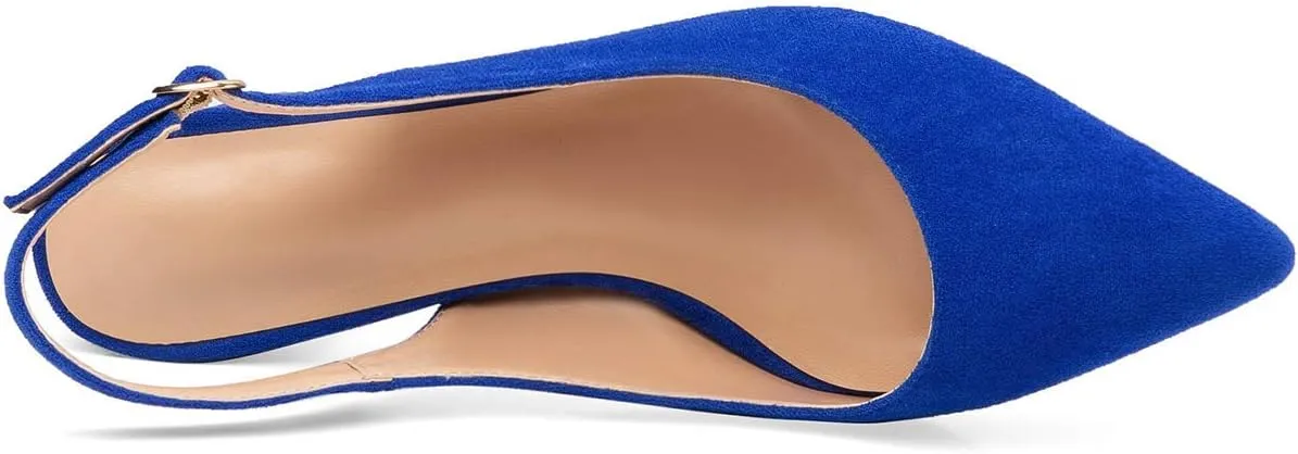 Eldof Pointed Toe Pumps,Slingback Ankle Buckle Chic Pumps,Classy Block Heel 2" Heel for Office Dress