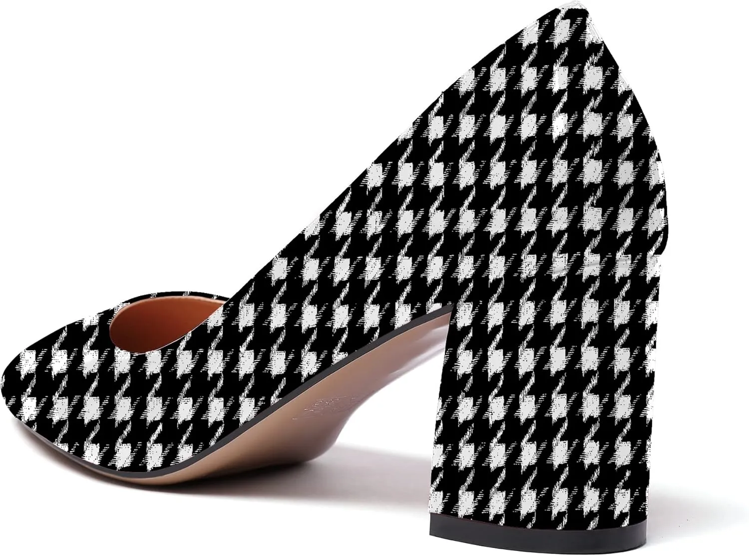 Eldof Women's Pointed Toe Chunky Mid Heel Slip On 2.6 Inches Pumps Comfort Chic Heeled Shoes for Party Evening Dress
