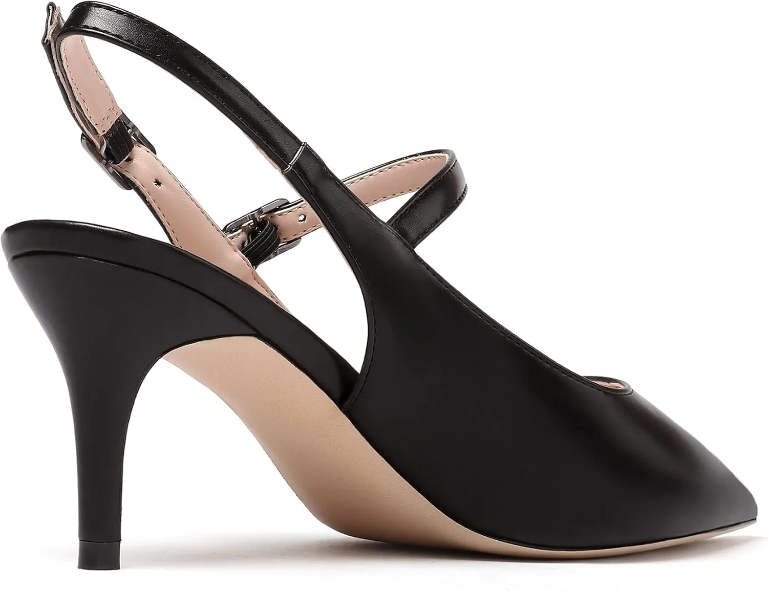Eldof Women's Pointed Toe Slingback Pumps, Low Heel Ankle Strap Chic Sandals, Classy Kitten Heel 2.5" Heel for Office Dress
