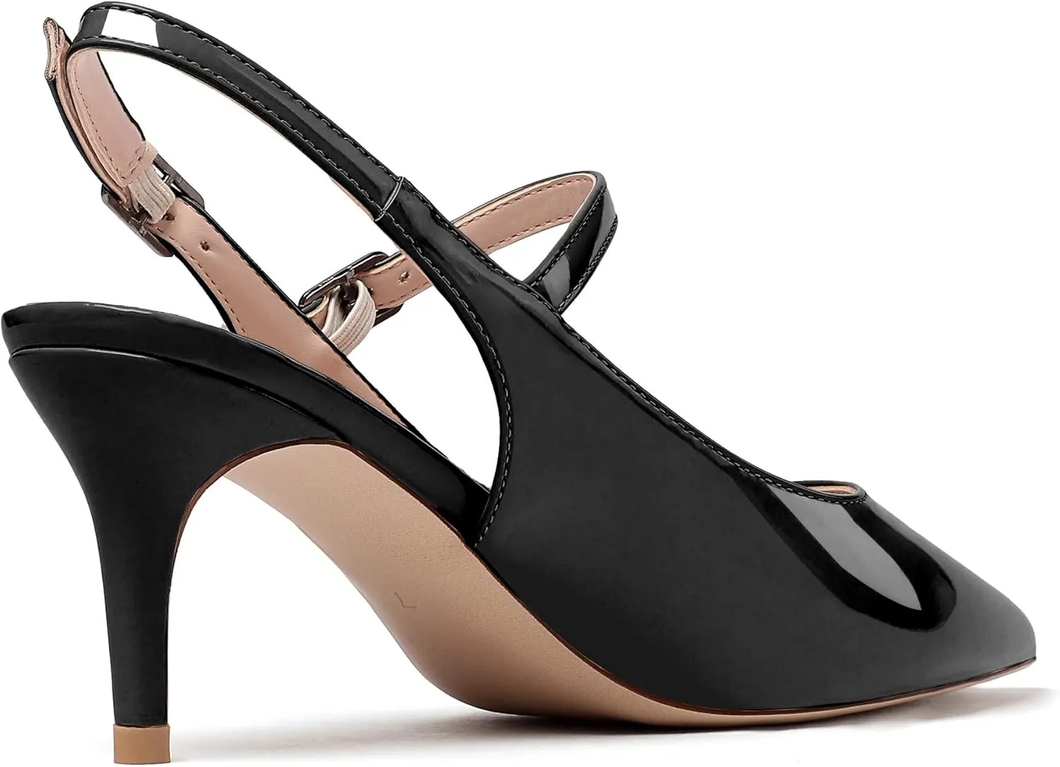 Eldof Women's Pointed Toe Slingback Pumps, Low Heel Ankle Strap Chic Sandals, Classy Kitten Heel 2.5" Heel for Office Dress