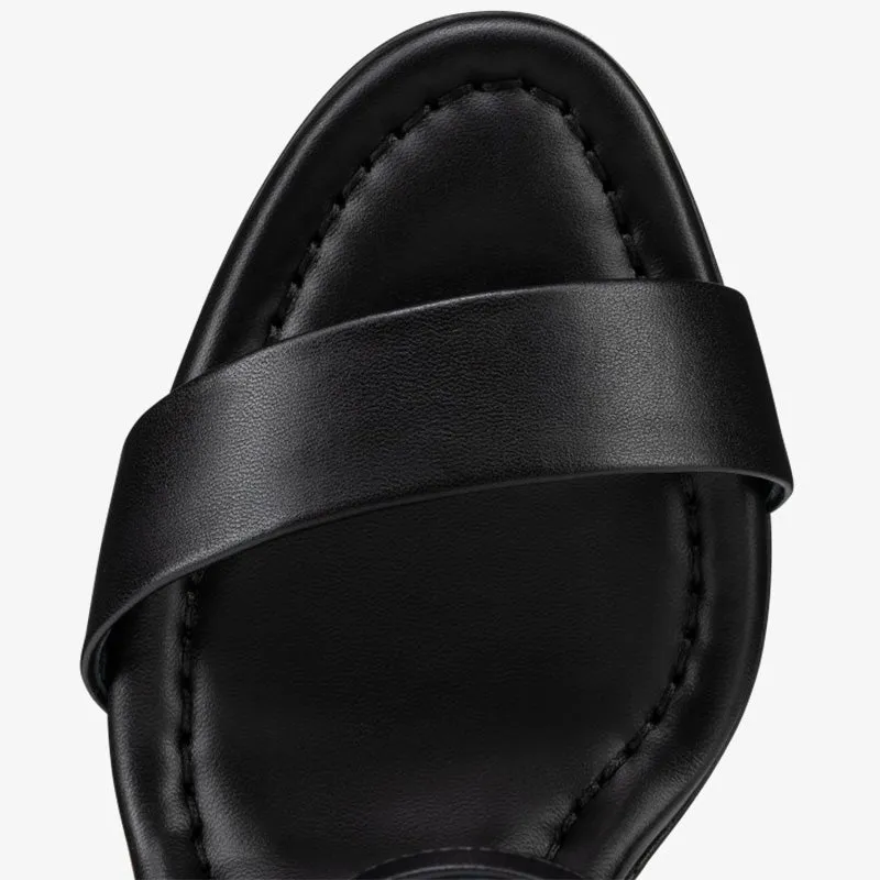 Elegant Black Calf Leather Sandals