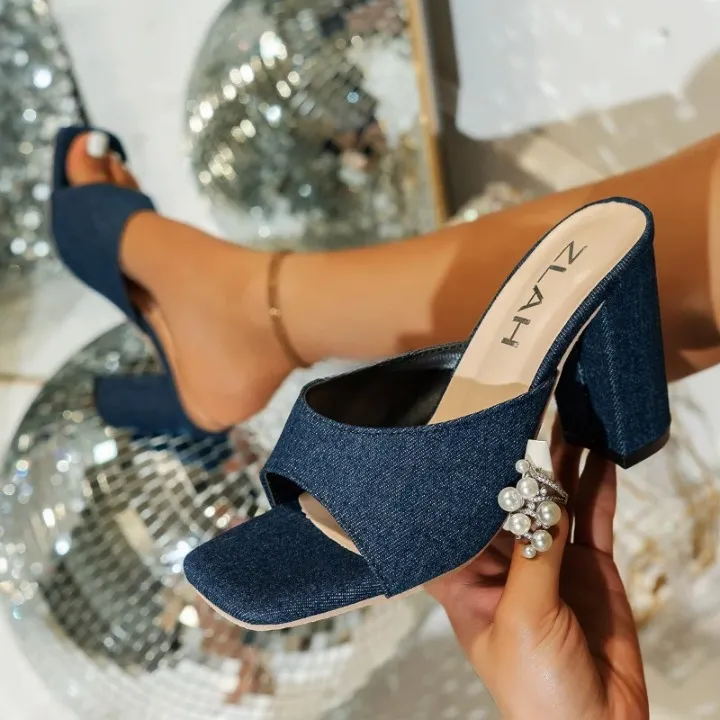 Elegant Navy Blue Platform Heel Sandal