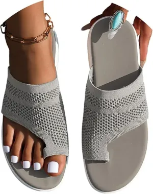 Elegant Womens Beach Flip Flops Summer Breathable Mesh Sandals Hollow Mesh Casual Stylish Comfy Orthopedic Sandals Flats Comfortable Beach Sandals