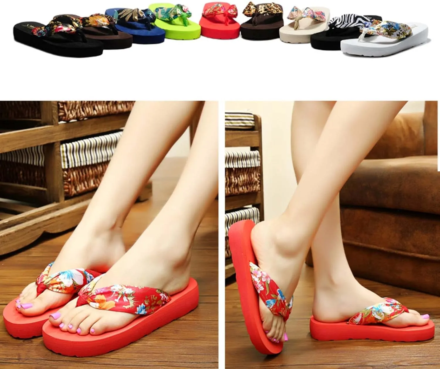 Eliogn Woman's Wedge Flip Flops Girls Summer Casual Thong Platform Sandals
