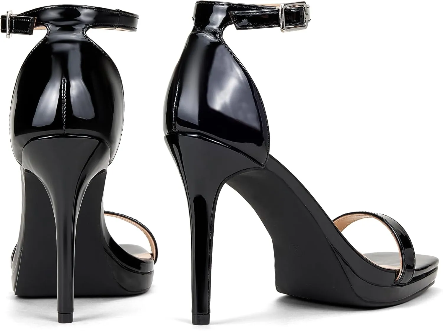 Elisabet Tang Women's 4.3 Inch Platform High Heeled Sandals Strappy Stiletto Open Square Toe Heel with Ankle Strap at Wedding Party Prom Work Dating