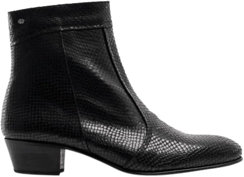 EMMANUEL Mens Premium Handcrafted Luxury 100% Real Exotic Leather Cuban Heel Smart Formal Dress Boots Made In Spain