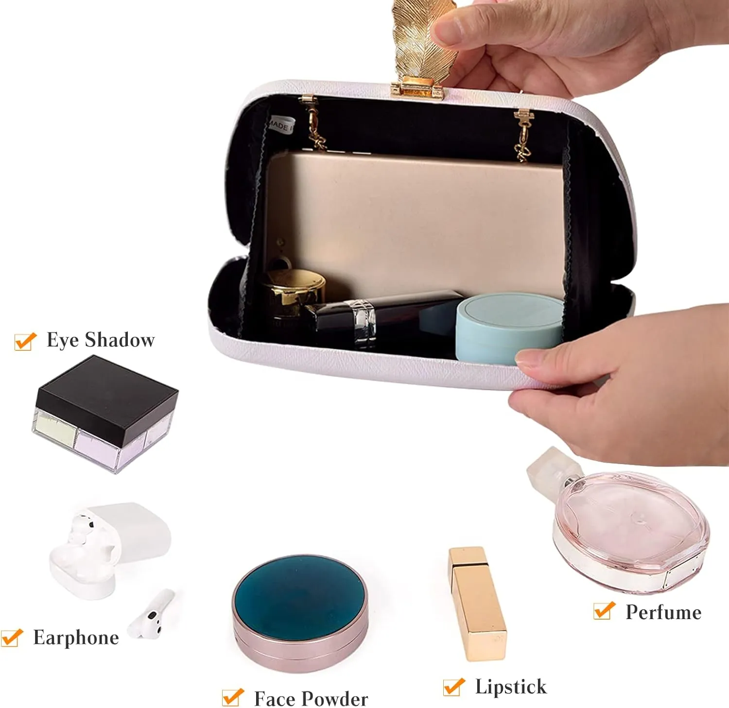 Evening Bag for Women Small Clutch Purses with Leaf-style Flip Lock Sparkly Glitter Handbag
