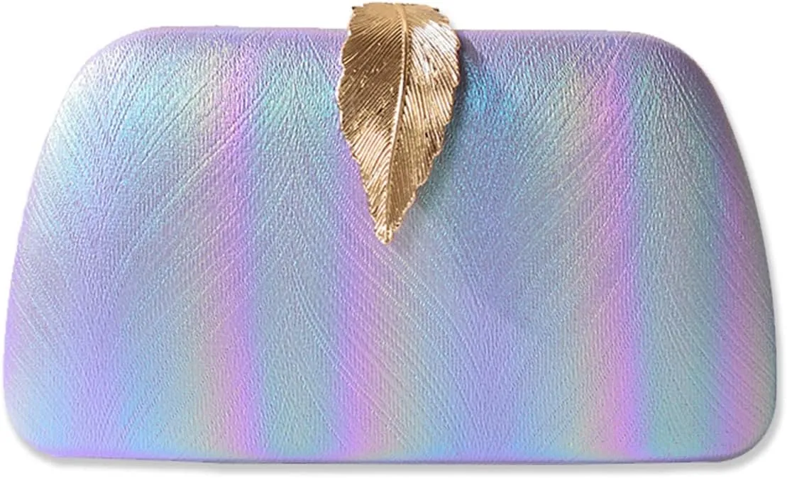 Evening Bag for Women Small Clutch Purses with Leaf-style Flip Lock Sparkly Glitter Handbag