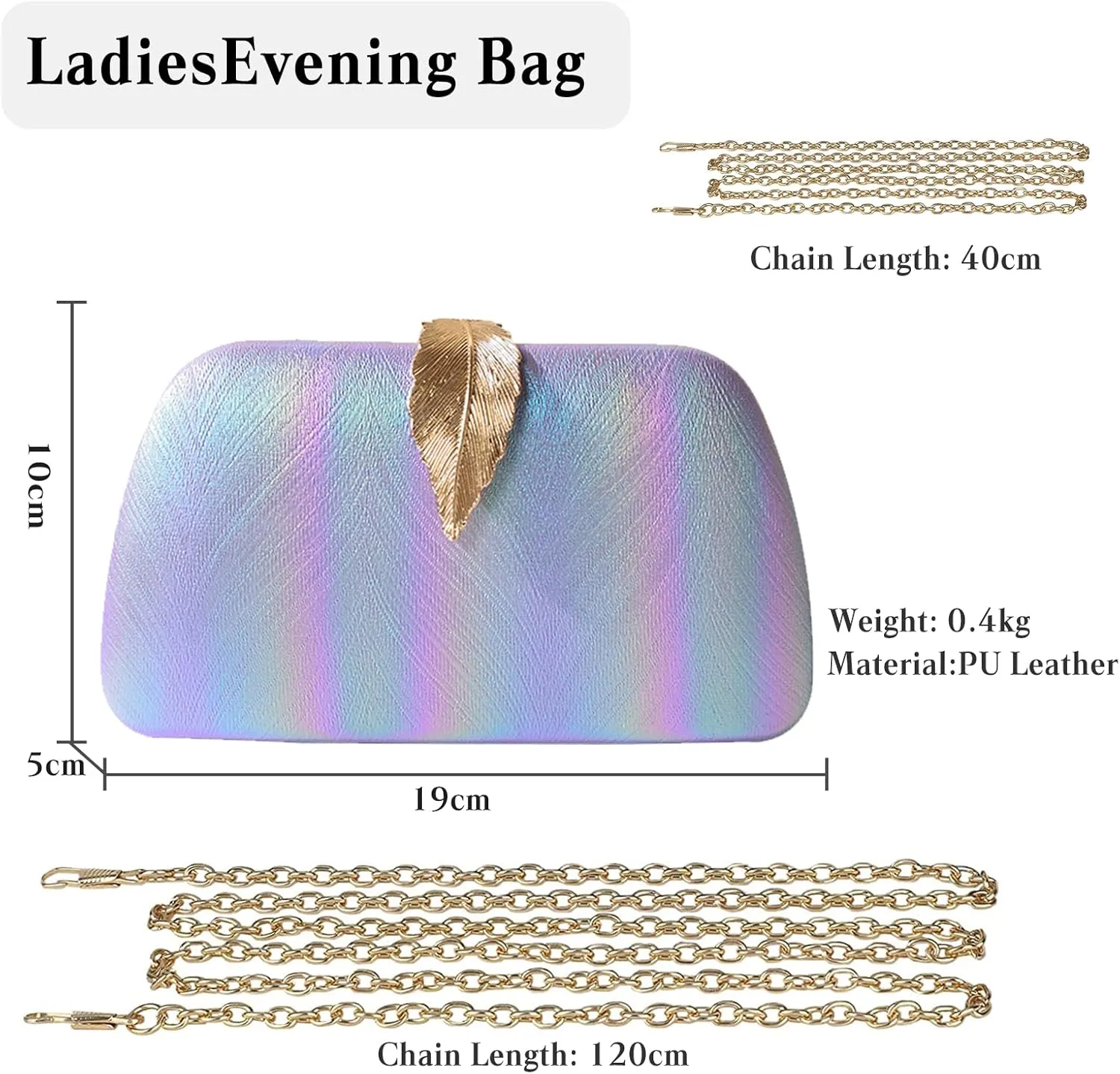 Evening Bag for Women Small Clutch Purses with Leaf-style Flip Lock Sparkly Glitter Handbag
