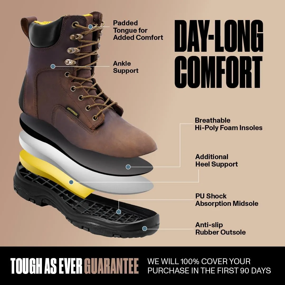 EVERBOOTS Men's Waterproof Leather Work Boots Ultra Dry Model Lightweight Utility Ankle Boot for Construction Roofing Hunting Winter Trails