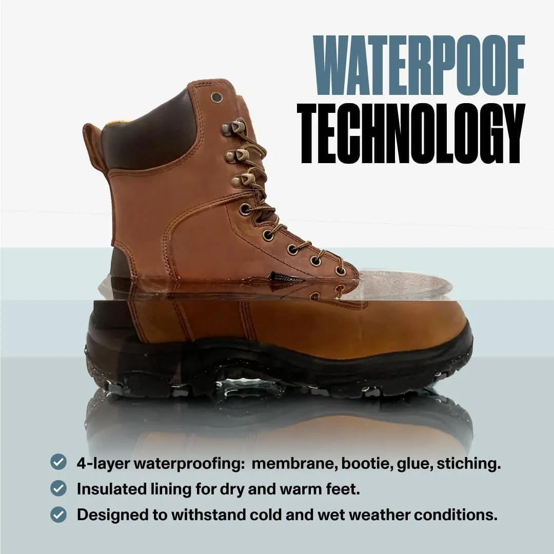 EVERBOOTS Men's Waterproof Leather Work Boots Ultra Dry Model Lightweight Utility Ankle Boot for Construction Roofing Hunting Winter Trails