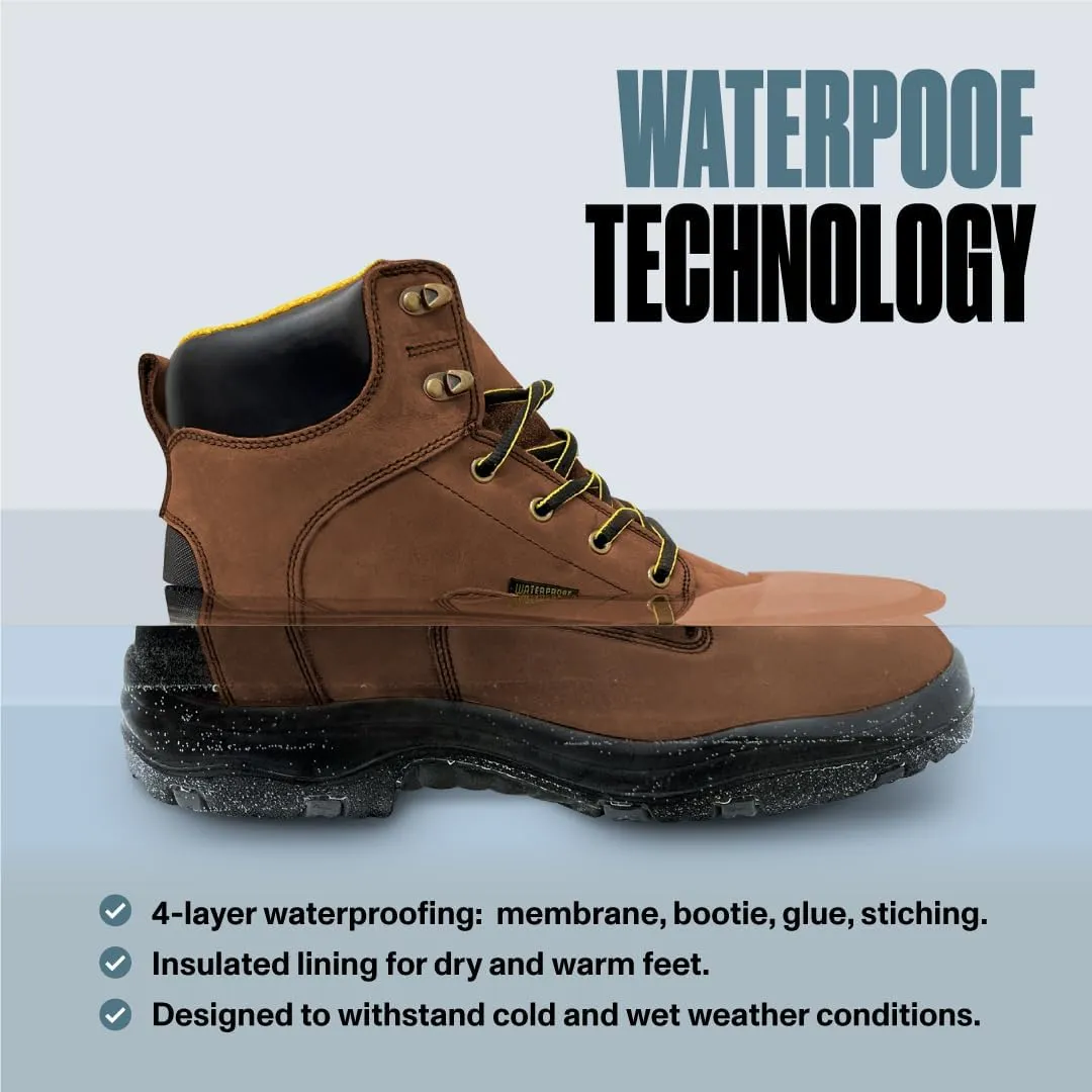 EVERBOOTS ULTRA DRY Men's Waterproof Hiking Work Boots, Lightweight Ultility Leather Shoes, Water Proof Tactical Military Outdoor Ankle Mens Boot for Construction, Roofing, Hunting, Winter Trails