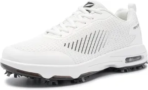 FENLERN Golf Shoes Men, Spiked, Breathable Mesh Upper, Cushioning