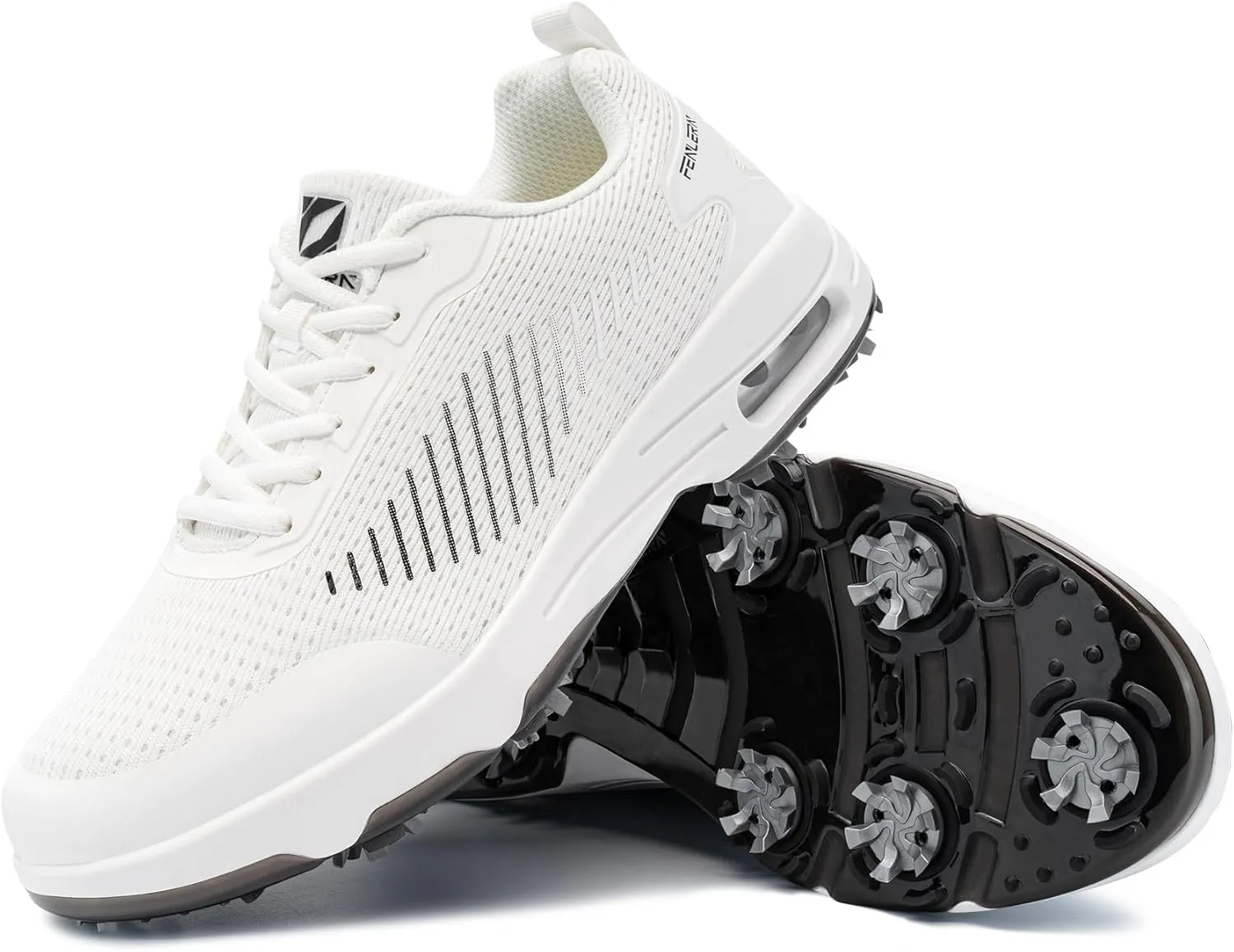 FENLERN Golf Shoes Men, Spiked, Breathable Mesh Upper, Cushioning