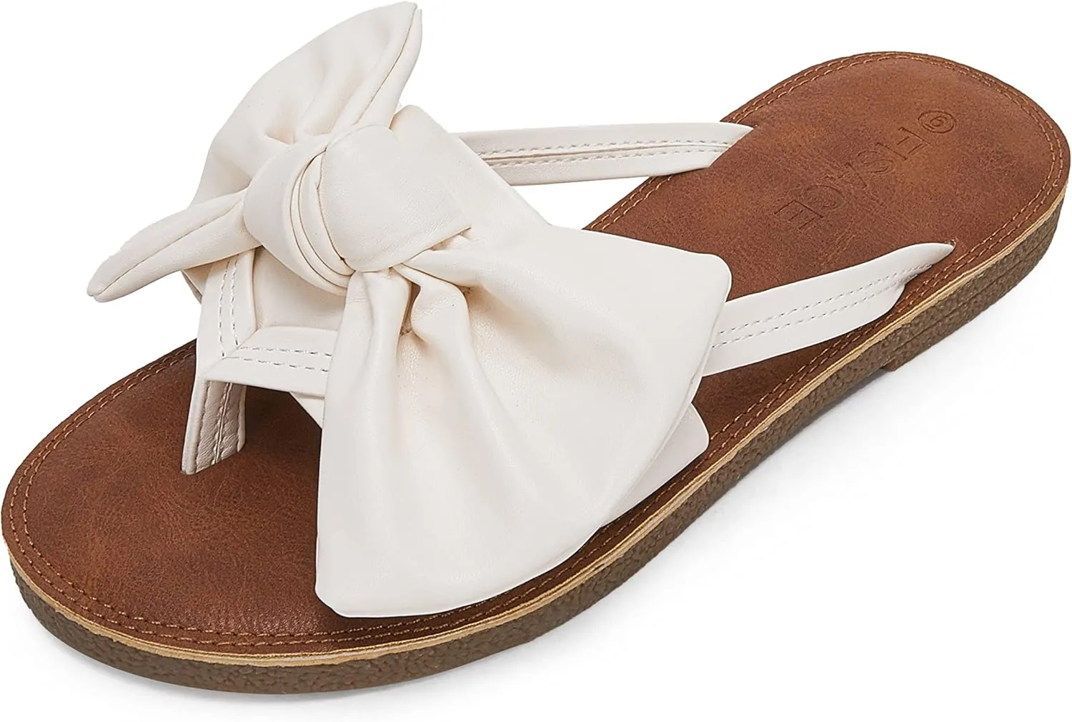 FISACE Womens Slip On Flip Flops Ring Toe Strappy Summer Gladiator Flat Sandals