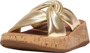 FitFlop Women's F-Mode Leather-Twist Flatform Slides (Cork Wrap) Wedge Sandal