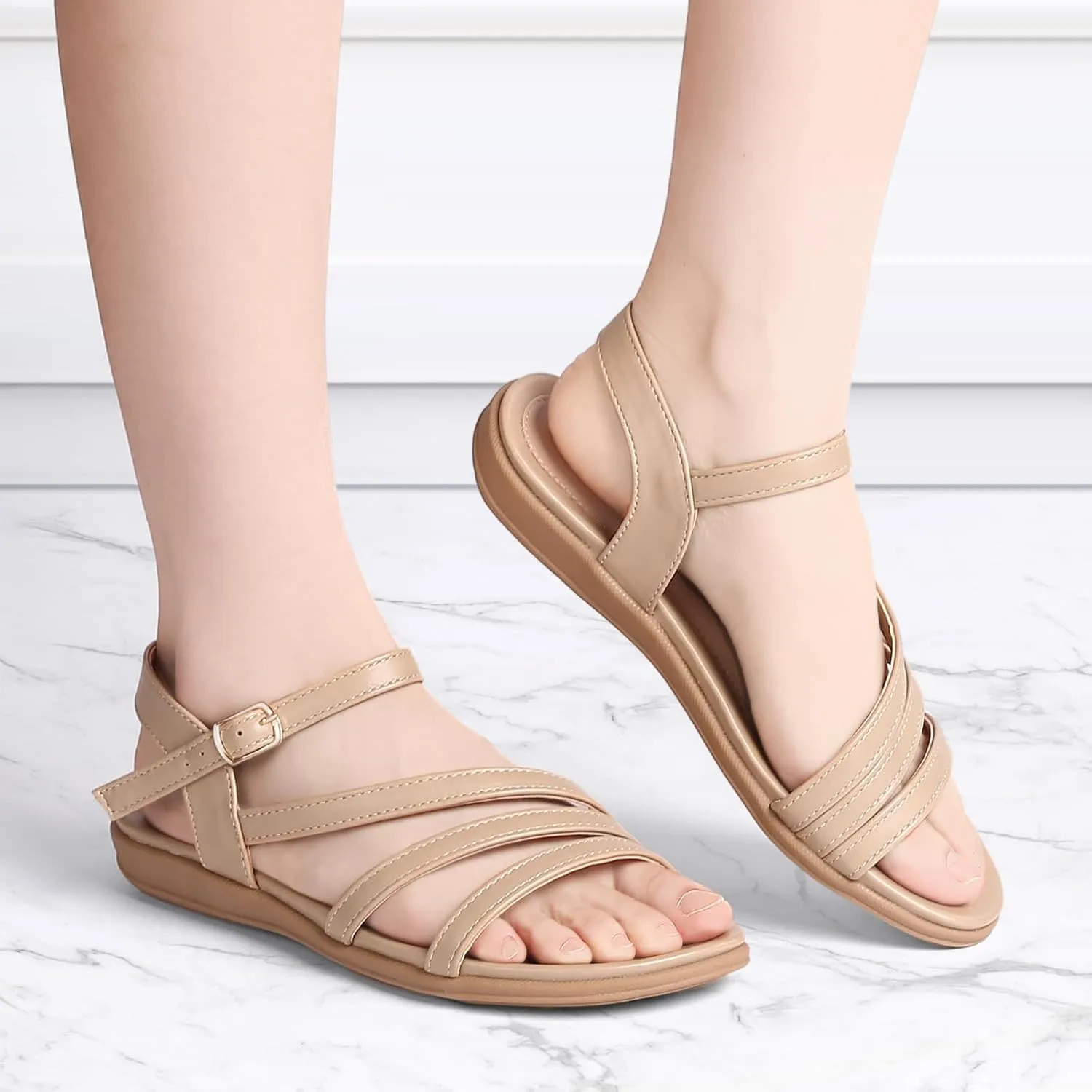 Flat Sandals for Women Dressy - Comfortable Walking Summer Womens Sandal
