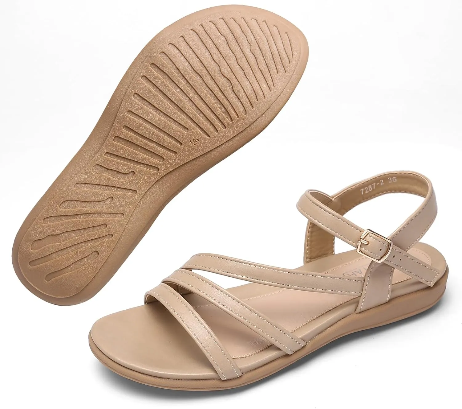 Flat Sandals for Women Dressy - Comfortable Walking Summer Womens Sandal