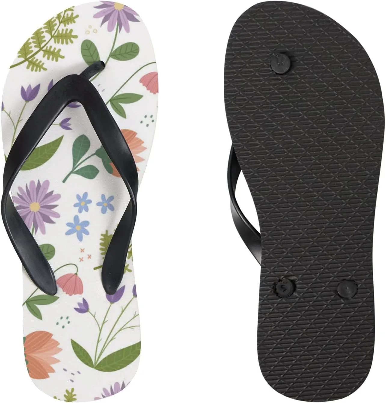 Flip Flops Floral Flowers Leaves Green Slide Sandals Summer Beach Slippers Thong Sandal Casual Yoga Mat Flat Slides for Women Men