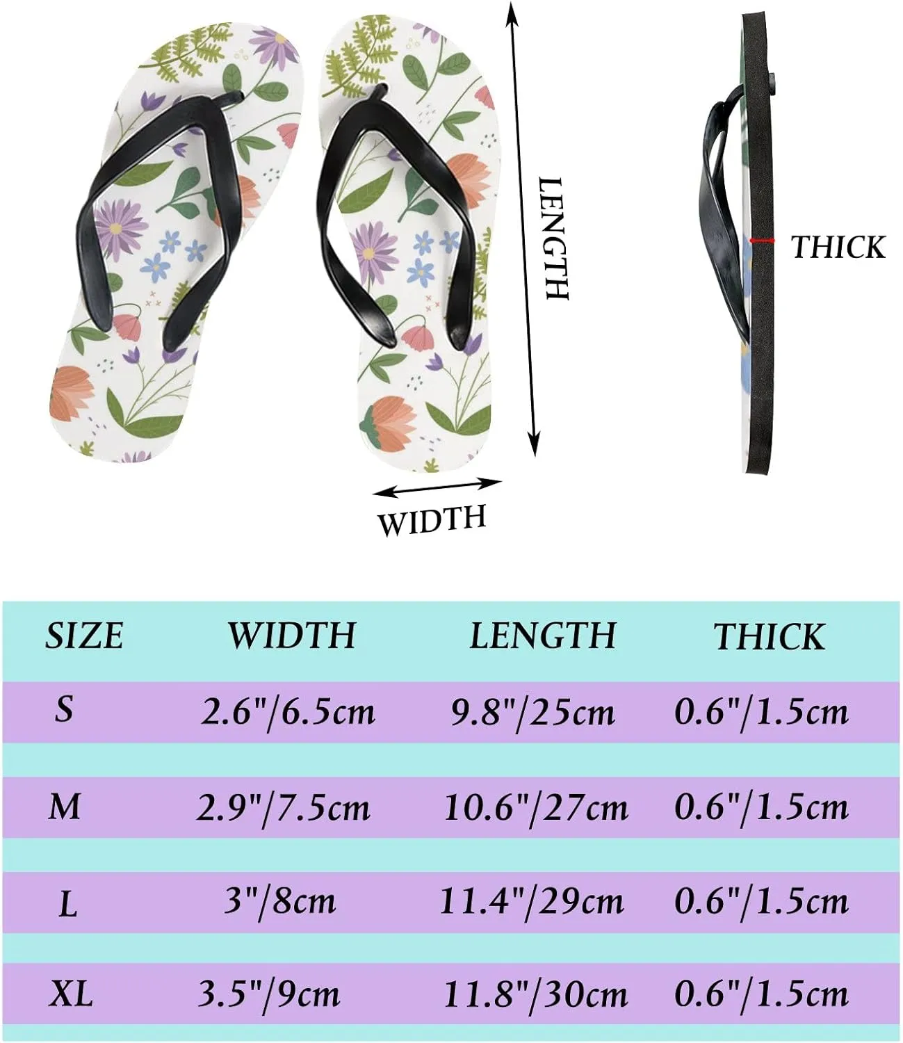 Flip Flops Floral Flowers Leaves Green Slide Sandals Summer Beach Slippers Thong Sandal Casual Yoga Mat Flat Slides for Women Men