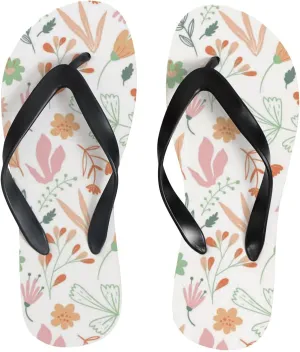 Flip Flops Floral Flowers Leaves Orange White Slide Sandals Summer Beach Slippers Thong Sandal Casual Yoga Mat Flat Slides for Women Men