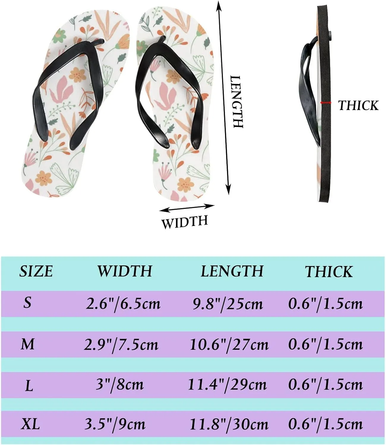 Flip Flops Floral Flowers Leaves Orange White Slide Sandals Summer Beach Slippers Thong Sandal Casual Yoga Mat Flat Slides for Women Men