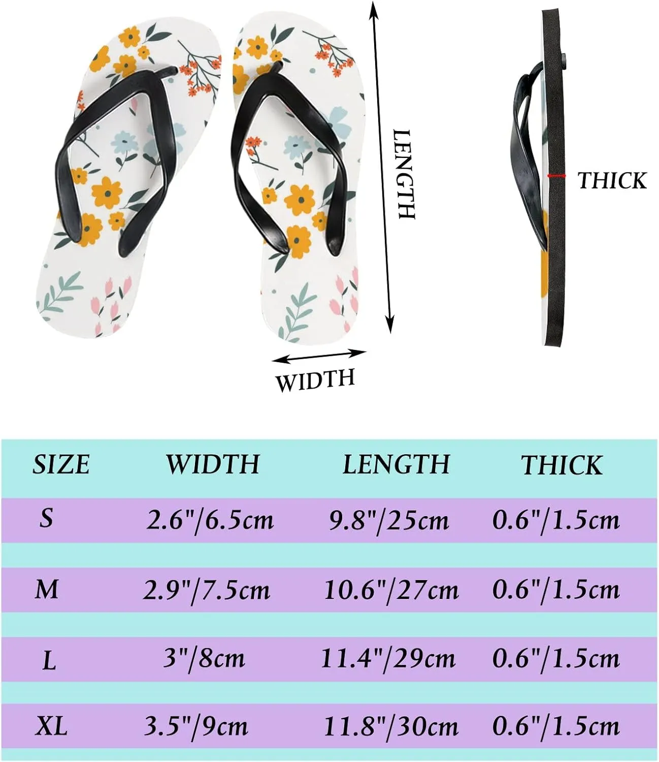 Flip Flops Floral Flowers Leaves Yellow Blue Slide Sandals Summer Beach Slippers Thong Sandal Casual Yoga Mat Flat Slides for Women Men