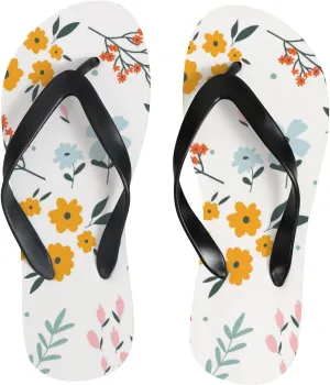 Flip Flops Floral Flowers Leaves Yellow Blue Slide Sandals Summer Beach Slippers Thong Sandal Casual Yoga Mat Flat Slides for Women Men