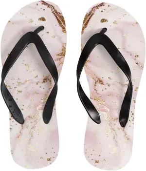 Flip Flops for Women Girls Rose Gold Marble Glitter Summer Casual Thong Slippers Slide Flat Sandals for Beach